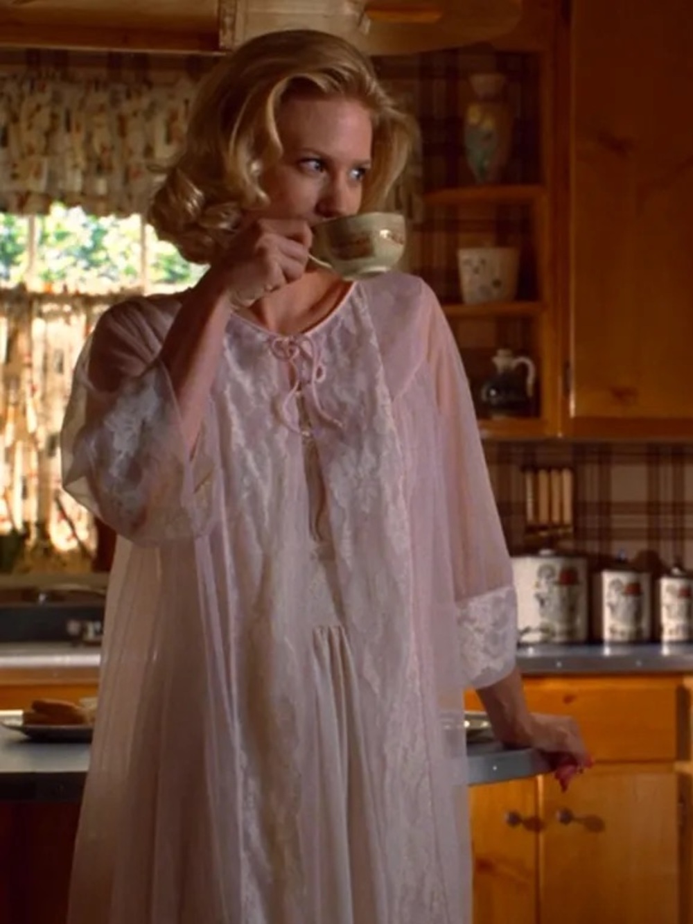 ASO Betty Draper Mad Men Pink & White Lace Sears Nightgown Peignoir Set vintage - Picture 2 of 5
